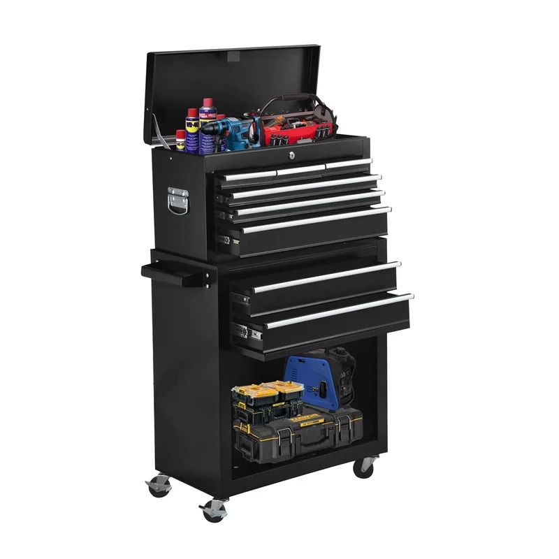 黑色8抽工具车