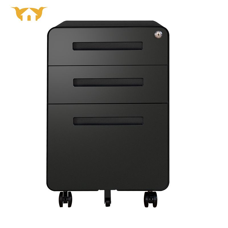 3抽圆弧活动柜-黑色